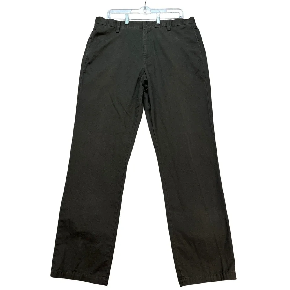 Banana Republic Gavin Pants Men 36x34 Brown Straight Leg Flat Front Chinos Twill